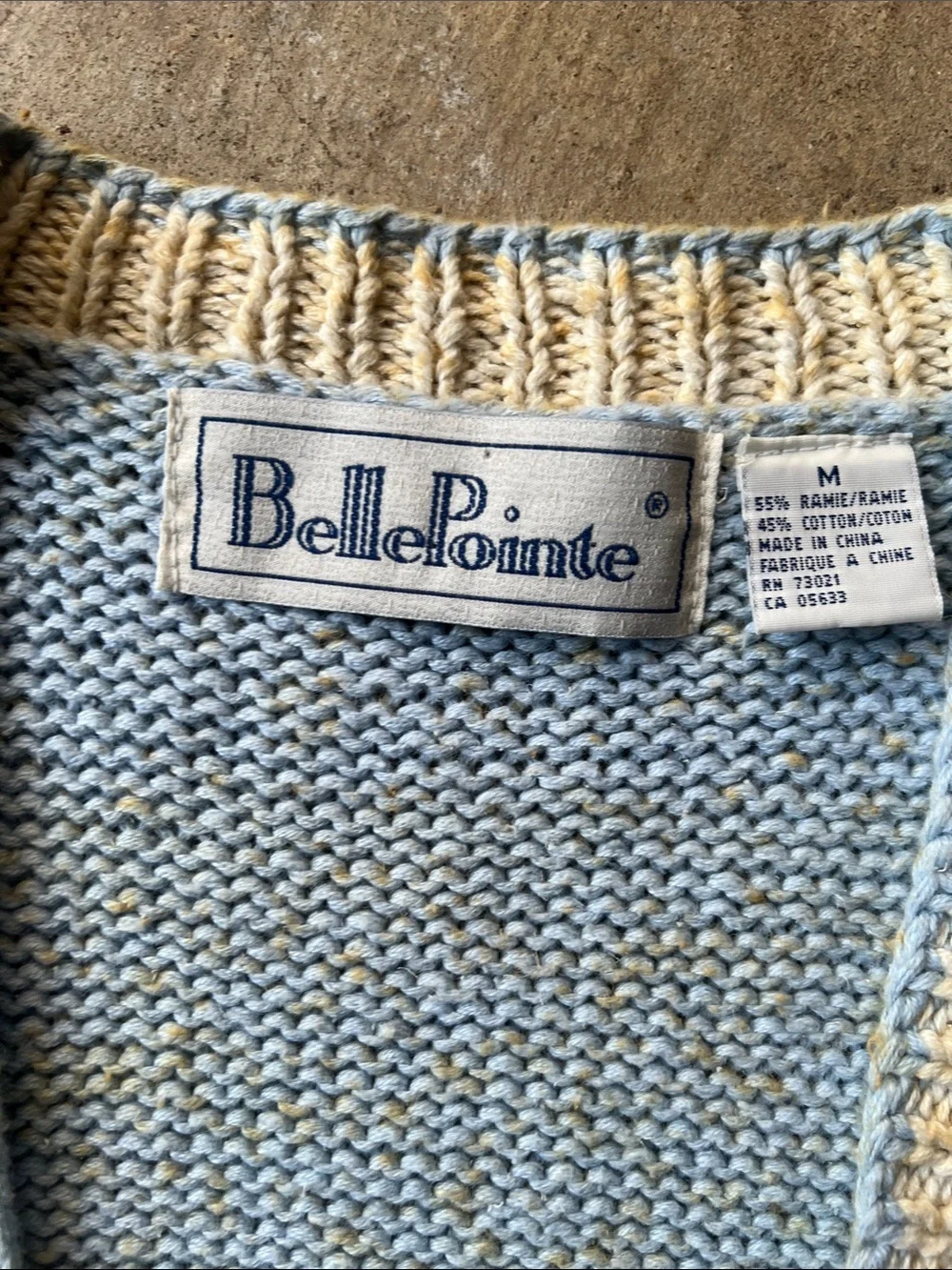 BellePointe Bunny Motif Knit Vest in Pale Blue and Cream